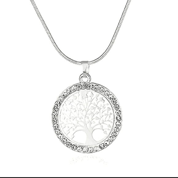 Rose Gold Rhinestone Crystal Tree of Life Pendant Necklace on 18-22 in chain NEW - Picture 2 of 8